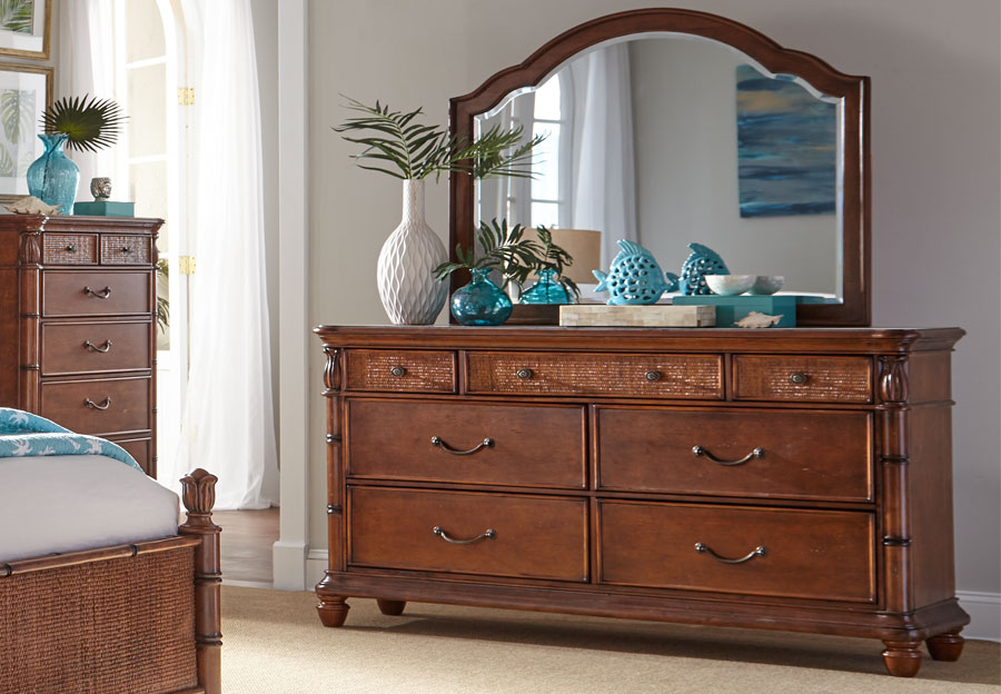 Panama Jack Brown Isle of Palm Queen Headboard, Footboard, Rails