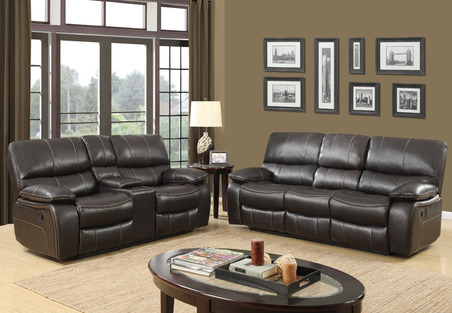 Global Agnes Espresso Power Reclining Sofa In Leather Gel