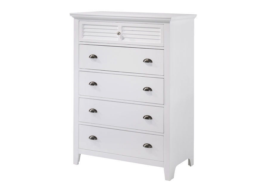 Lifestyles C7313 White Five Drawer Chest