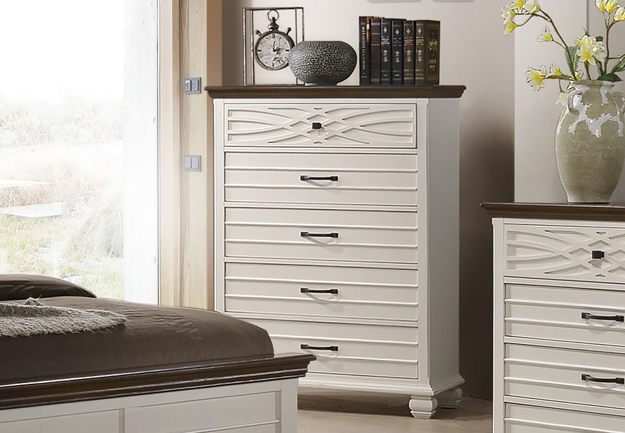 Lane Bellebrooke White Five Drawer Chest