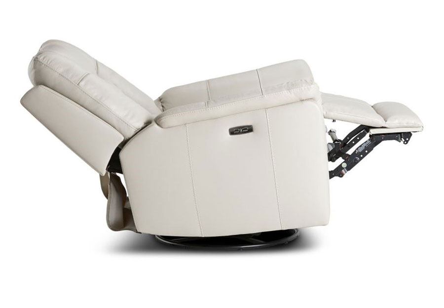 Kuka Axel Ivory Dual Power Recliner With Swivel Glider Leather Match