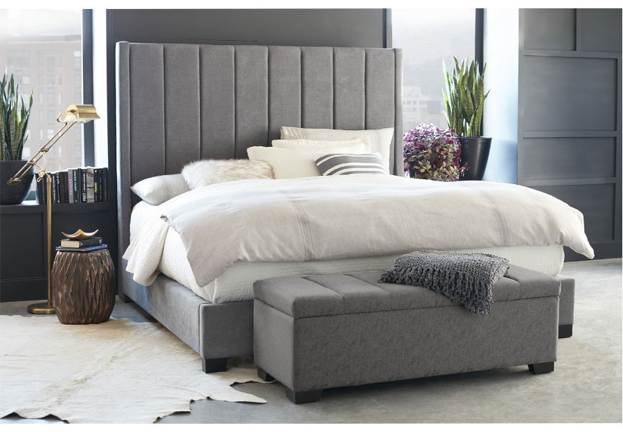 Standard Grey Cydney King Upholstered Headboard, Footboard and Siderails